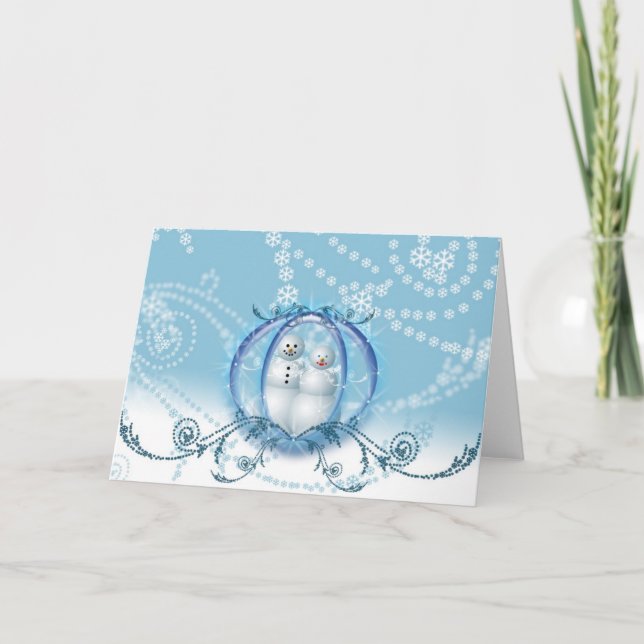 Tarjeta Festiva Vacaciones de invierno de Snowman Nochebuena de ni (Anverso)