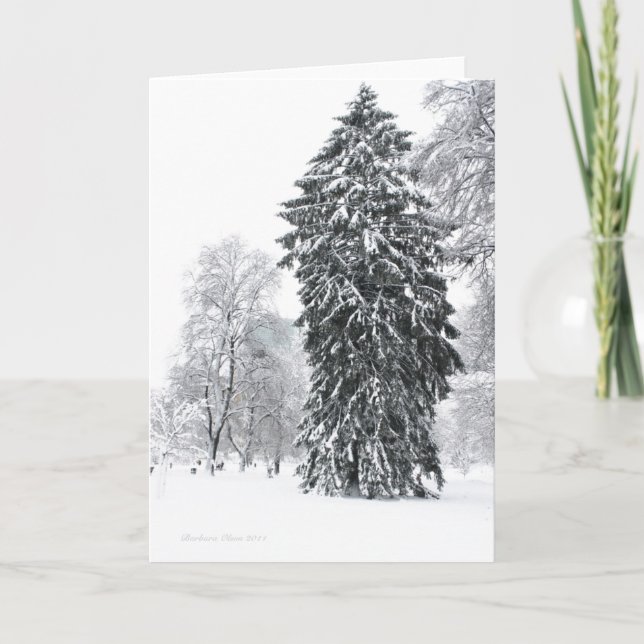 Tarjeta Festiva Vacaciones de invierno en el jardín público de Bos (Anverso)