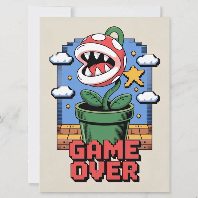 Tarjeta Festiva Vacaciones de juegos Juego terminado Piranha Plant (Anverso)