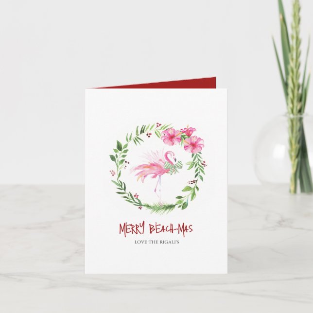 Tarjeta Festiva Vacaciones de Navidades de Florida Beach Tropical  (Anverso)