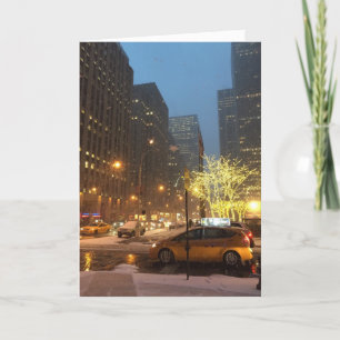 Tarjeta Festiva Vacaciones de Navidades de Snowy Morning Midtown e