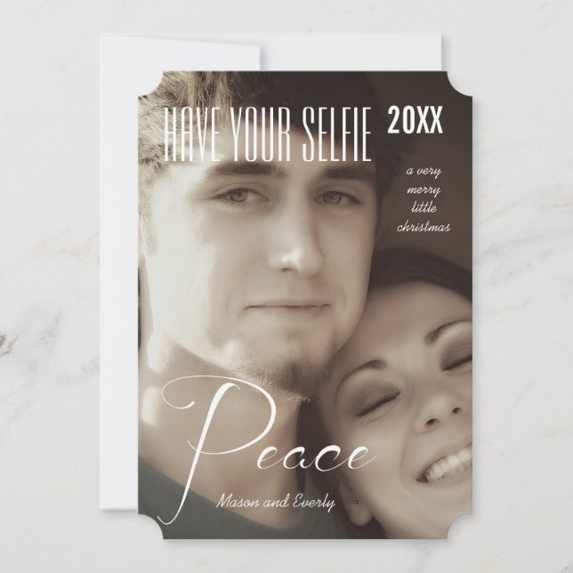 Tarjeta Festiva Vacaciones de paz tengan su selfie y muy moro (Anverso)