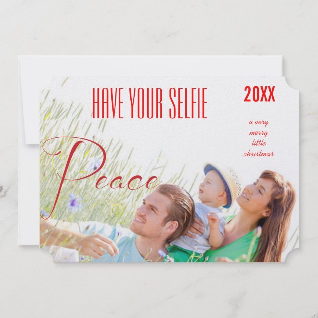 Tarjeta Festiva Vacaciones de paz tengan su selfie y muy moro (Anverso)