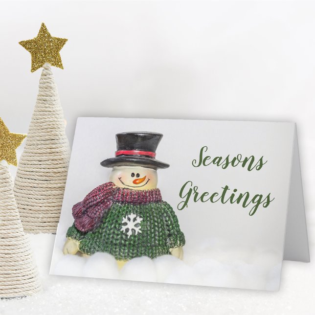 Tarjeta Festiva Vacaciones de Snowman (Season's Greetings Snowman Holiday Card.)