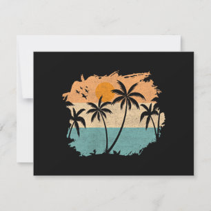 Tarjeta Festiva Vacaciones de verano puesta de sol retro playa pal