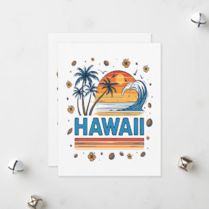 Tarjeta Festiva Vacaciones en Hawái Atardecer 70S Playa