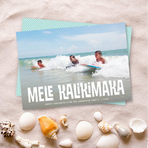Tarjeta Festiva Vacaciones en la isla hawaiana Mele Kalikimaka