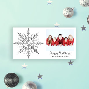 Tarjeta Festiva Vacaciones felices de copo de nieve en invierno