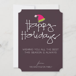 Tarjeta Festiva vacaciones felices escritas a mano