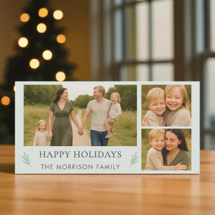 Tarjeta Festiva Vacaciones Felices Familiares 3 Foto Elegante Botá