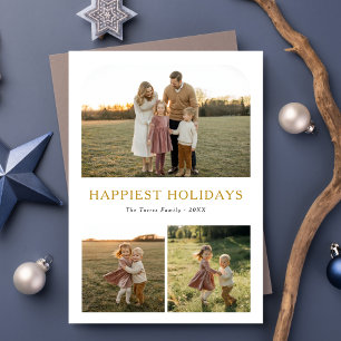 Tarjeta Festiva Vacaciones más felices Navidades elegantes de la f