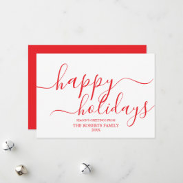 Tarjeta Festiva Vacaciones minimalistas de color rojo feliz Tipogr