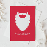 Tarjeta Festiva Vacaciones modernas de la Santa Barba roja y blanc<br><div class="desc">Moderna,  divertida y festiva tarjeta plana de vacaciones con ilustracion blanco de barba Santa con fondo rojo y rayas de caña de caramelo. Los elementos coincidentes están disponibles.</div>