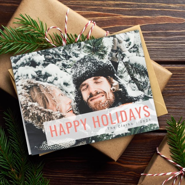 Tarjeta Festiva Vacaciones modernas | Foto de pareja de Navidades  (Subido por el creador)