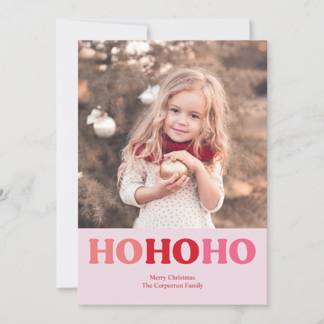 Tarjeta Festiva Vacaciones modernas simples | Foto roja y rosa 2 (Anverso)