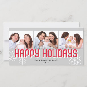 Tarjeta Festiva Vacaciones modernas triptilch gris rojo feliz vaca