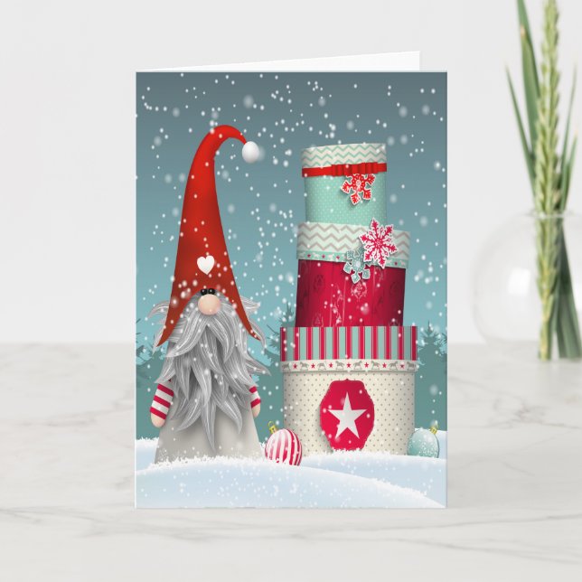 Tarjeta Festiva Vacaciones para navidades - Paquetes de regalo y S (Anverso)