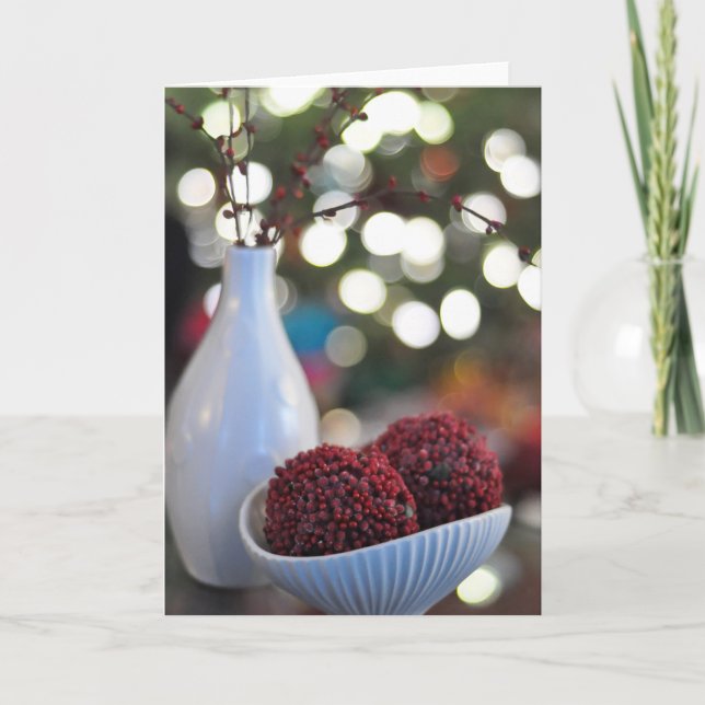 Tarjeta Festiva Vacaciones rojas y blancas (Anverso)