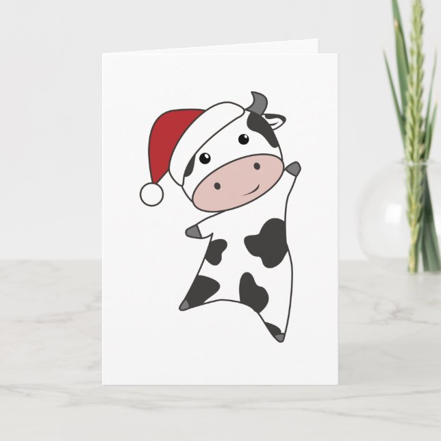 Tarjeta Festiva Vacas Animales De Invierno Alegres Navidades Vacas (Anverso)