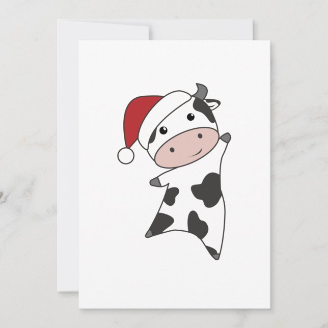 Tarjeta Festiva Vacas Animales De Invierno Alegres Navidades Vacas (Anverso)