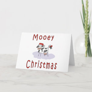 Tarjeta Festiva Vacas: Navidades de Mooey