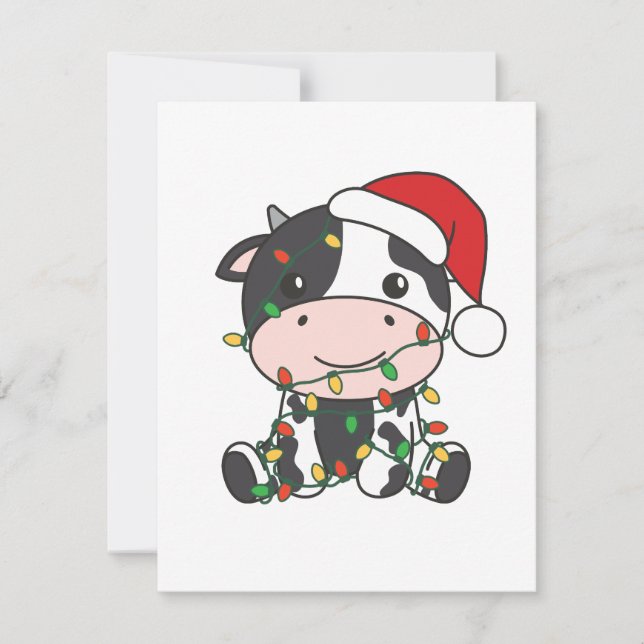 Tarjeta Festiva Vacas Navidades de vaca en invierno (Anverso)