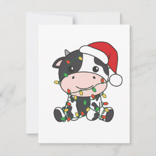 Tarjeta Festiva Vacas Navidades de vaca en invierno