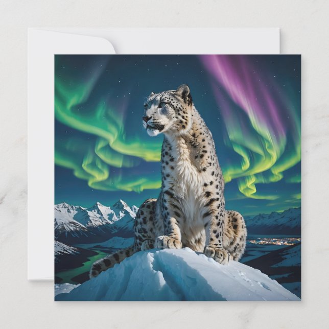 Tarjeta Festiva “Vagabundo del cielo del norte” – Retrato de leopa (Anverso)