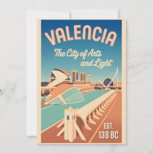 Tarjeta Festiva Valencia España Retorno Silueta Urbana Viaje