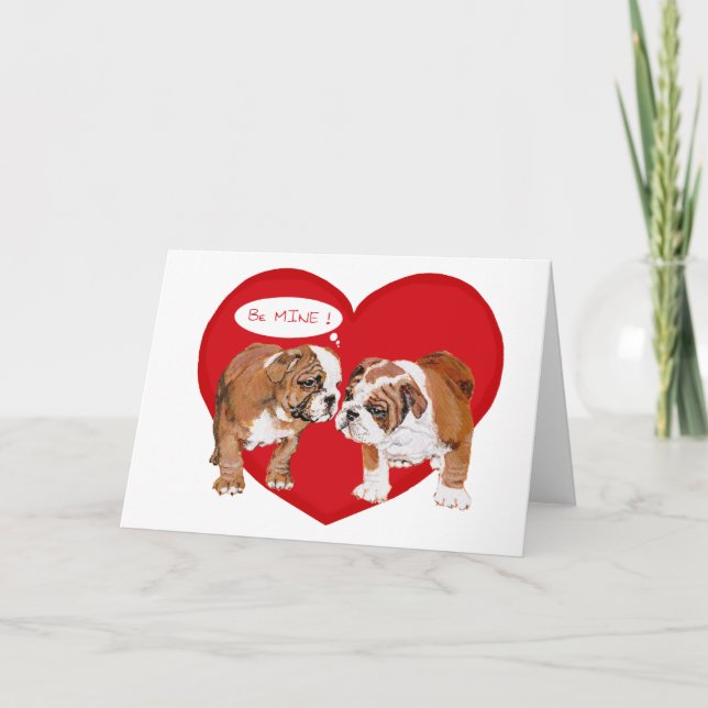 Tarjeta Festiva Valentín Bulldog Inglés (Anverso)