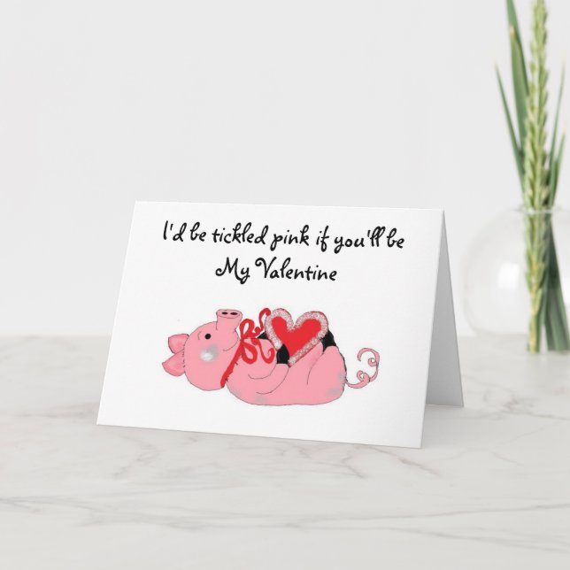 Tarjeta Festiva Valentín Cerdo Divertido (Anverso)