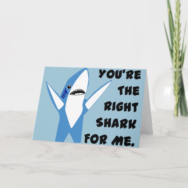 Tarjeta Festiva Valentín de baile del tiburón izquierdo (Anverso)