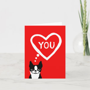 Tarjeta Festiva Valentín de Boston Terrier