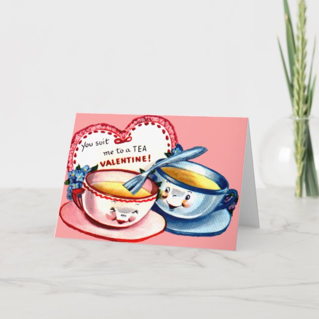 Tarjeta Festiva Valentín de taza de té (Anverso)