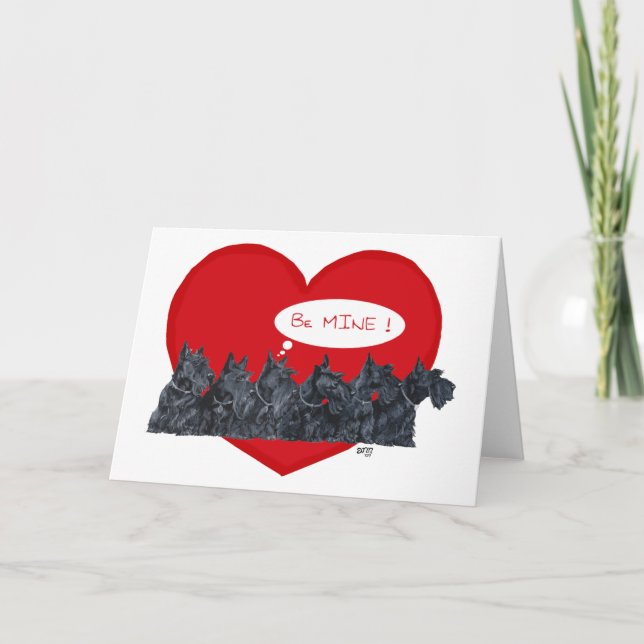 Tarjeta Festiva Valentín de Terriers Escoceses (Anverso)