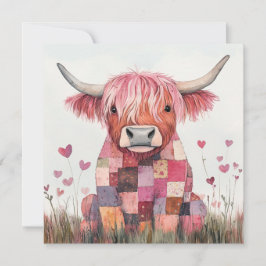 Tarjeta Festiva Valentín de Vaca Altura de Patchwork