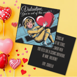 Tarjeta Festiva Valentín Espacial Vintage Eres Fuera de Este Mundo