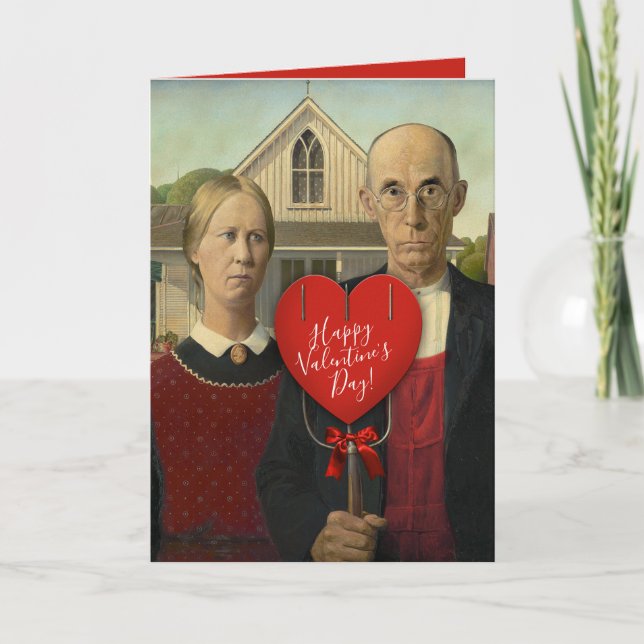 Tarjeta Festiva Valentín gótico americano: el amor nos mantiene ju (Anverso)