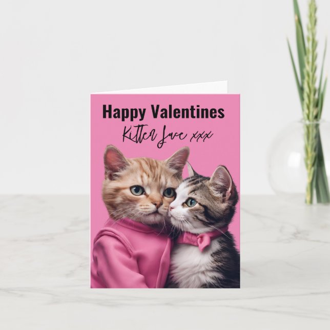 Tarjeta Festiva Valentín para él, para ella, amor de gatos (Anverso)