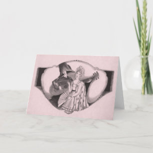 Tarjeta Festiva Valentín Retro Deco Flamenco de la década de 1920