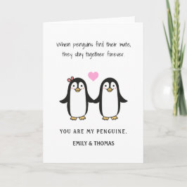Tarjeta Festiva valentina de pingüino romántico gracioso/ aniversa