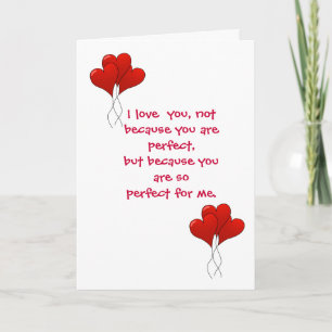 TARJETA FESTIVA VALENTINA: "NO TE AMO PORQUE SEA PERFECTO