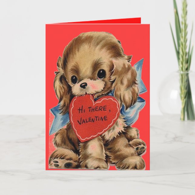 TARJETA FESTIVA VALENTINAS DE PERRO DE PUPPY - DÍA DE SAN VALENTÍN (Anverso)