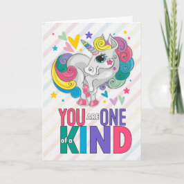 Tarjeta Festiva Valentine arcoiris unicornio de niño