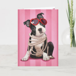Tarjeta Festiva Valentine Boston Terrier