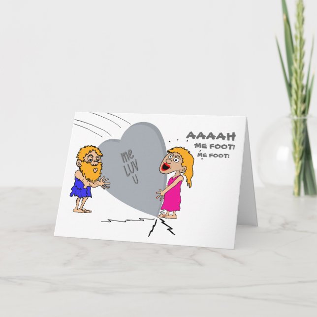 Tarjeta Festiva Valentine Caveman (Anverso)