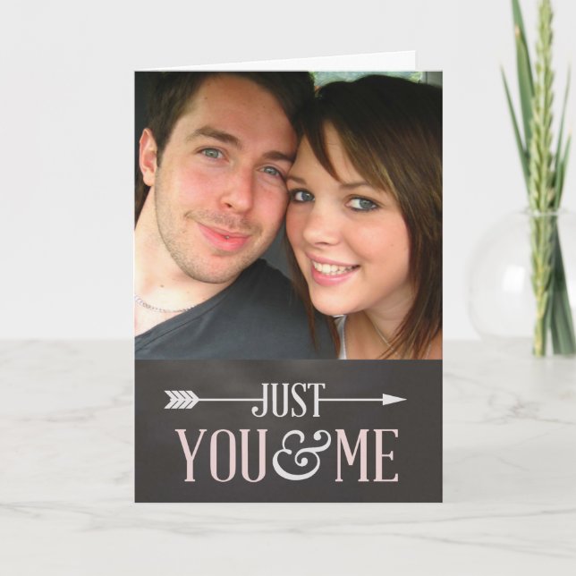 Tarjeta Festiva Valentine Chalkboard - Foto personalizado Just You (Anverso)