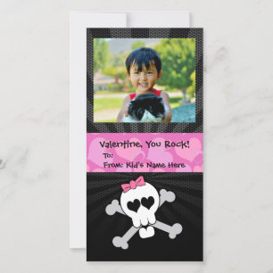 Tarjeta Festiva Valentine, Chica del Monstruo de la Calavera de Ro