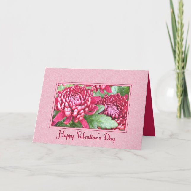Tarjeta Festiva Valentine Crysanthemums (Anverso)