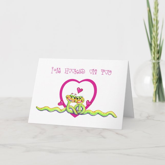 Tarjeta Festiva Valentine Cute Worm Couple (Anverso)